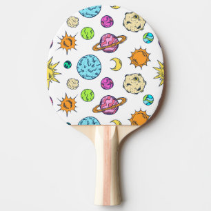 Raquete De Ping Pong Espaços Doodles Fundo Cósmico