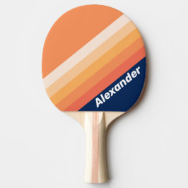 Raquete De Ping Pong Esporte Faixas do Sol do Oceano Outono com Nome