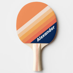 Raquete De Ping Pong Esporte Faixas do Sol do Oceano Outono com Nome
