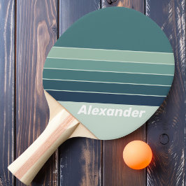Raquete De Ping Pong Esporte Oceano Verde Listrado Nostálgico com Nome
