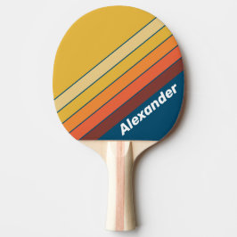 Raquete De Ping Pong Esporte Oceano Vibração Vintage Listras com Nome