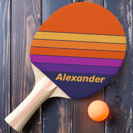 Raquete De Ping Pong Esporte Vintage Uva Listras de Arco-Íris com Nome