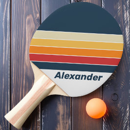 Raquete De Ping Pong Esportivo Vintage Listras Arco-íris Desbotadas com
