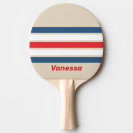 Raquete De Ping Pong Esquadrão Vintage Através de Listras com Nome