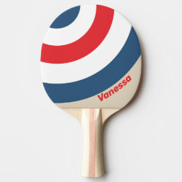 Raquete De Ping Pong Esquadrão Vintage Círculo Listrado com Nome