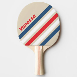 Raquete De Ping Pong Esquadrão Vintage com Listras Anguladas e Nome