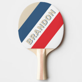Raquete De Ping Pong Esquadrão Vintage Listras Ousadas com Nome