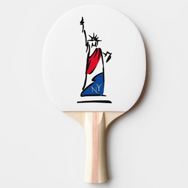 Raquete De Ping Pong Estátua da Liberdade / Lady Liberty Stripes (Frente)