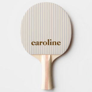 Raquete De Ping Pong Estética Minimalista Préppy de Nome Listrado Neutr