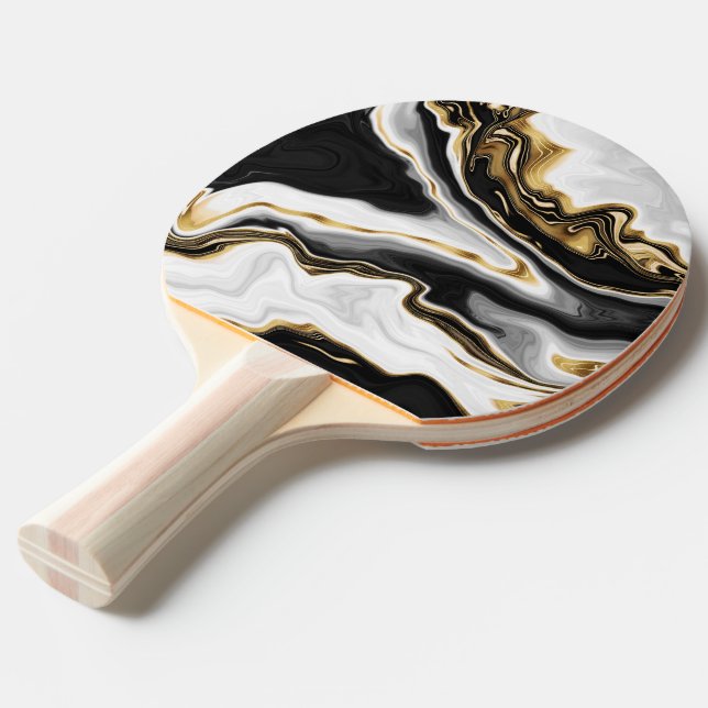 Raquete De Ping Pong Estética moderna de pintura de mármore Dourado (Frente inclinada)