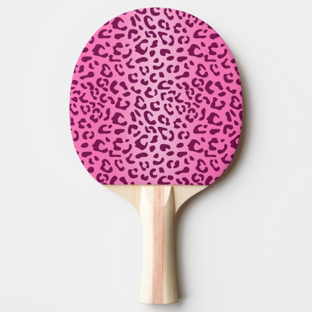 Raquete De Ping Pong Estilo Impresso de Leopardo Rosa (Frente)