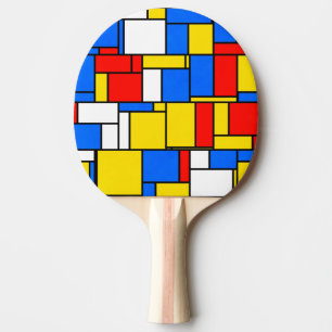 Raquete De Ping Pong Estilo Inspirado Mondrian Padrão Amarelo Vermelho