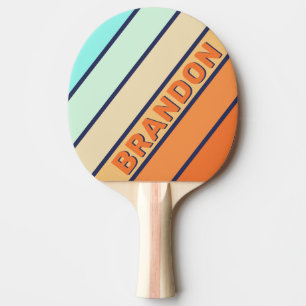 Raquete De Ping Pong Estilo Vintage Faixas em Negrito com Nome