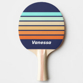 Raquete De Ping Pong Estilo Vintage Retro com Listras e Nome