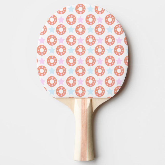 Raquete De Ping Pong Estrelas Donuts Pastel com Estrela (Frente)