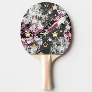 Raquete De Ping Pong estrelas Douradas grunge abstrato na moda moderno