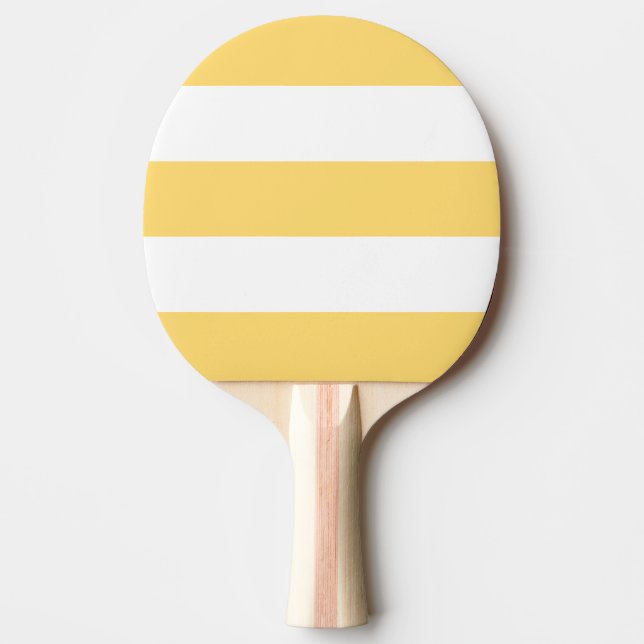 Raquete De Ping Pong Estrias Verticais Amarelas E Brancas (Frente)