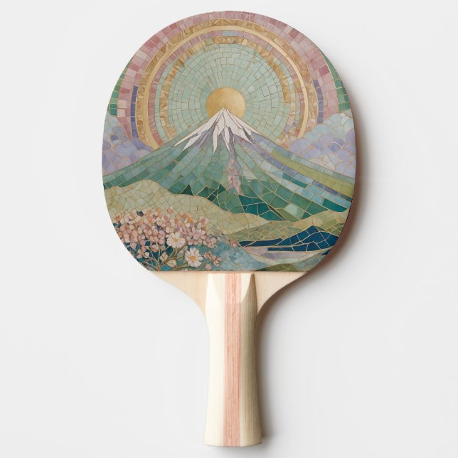 Raquete De Ping Pong Ethereal Bloom: Pastel Mosaic Volcano in Spring (Frente)