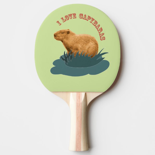 Raquete De Ping Pong Eu Amo Capivaras Amante de Capivara Fofa (Frente)