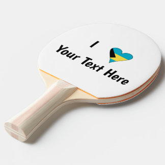 Raquete De Ping Pong Eu Amo (Coração com Bandeira das Bahamas) Personal