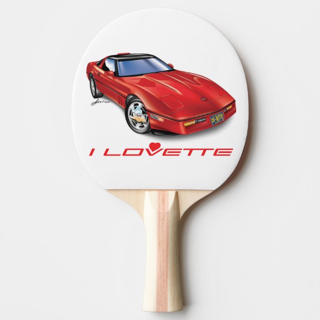 RAQUETE DE PING PONG EU AMO DESIGN DE CARRO ÚNICO (Frente)