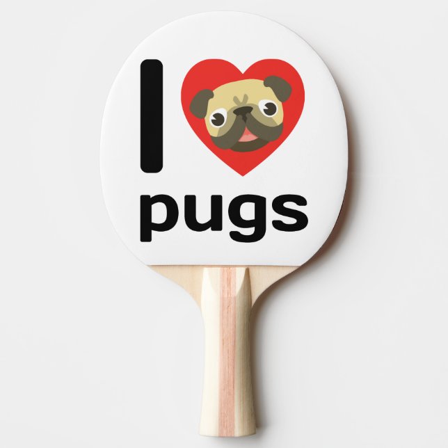 Raquete De Ping Pong Eu coração (amor) cachorros (Frente)