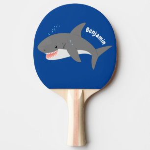Raquete De Ping Pong Excelente de desenho animado branco de tubarão fel