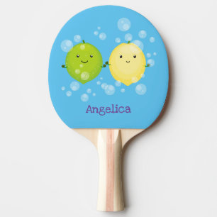 Raquete De Ping Pong Exemplo de desenho animado de limão de limão feliz