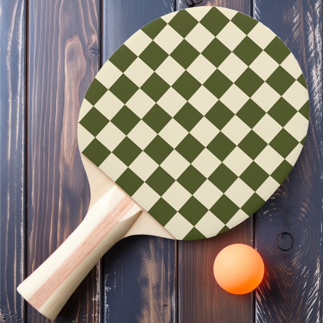 Raquete De Ping Pong Exército Verde e Xadrez Creme (Criador carregado)
