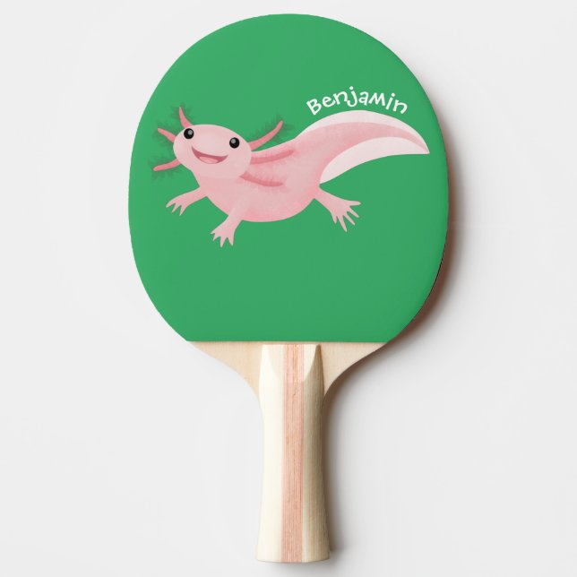 Raquete De Ping Pong Exolotl branco rosa feliz (Frente)