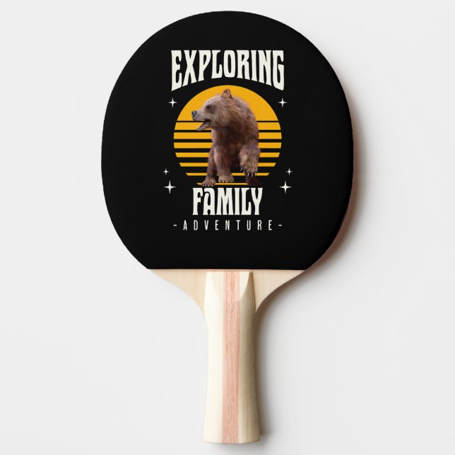 Raquete De Ping Pong Explorando a Aventura de Férias Vintage do Urso da (Frente)