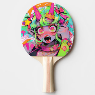Raquete De Ping Pong Expressão de Rapariga do Neon Chaos