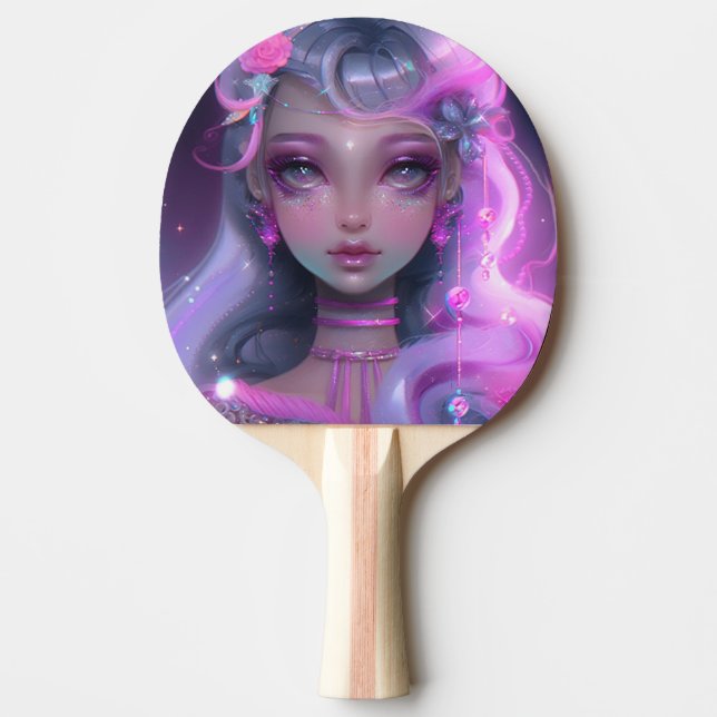 Raquete De Ping Pong Fada Pink de Pastel Suave (Frente)