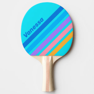 Raquete De Ping Pong Faixa Angulada com Nome no Céu do Oceano Neon dos