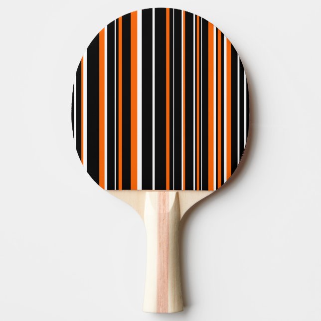Raquete De Ping Pong Faixa de Código de Barras Preto, Branco e Laranja  (Frente)