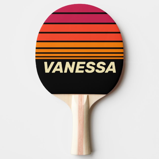 Raquete De Ping Pong Faixa de Horizontes VHS Retro com Nome (Frente)