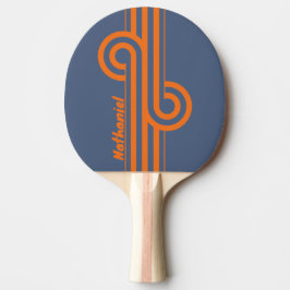 Raquete De Ping Pong Faixa de Loop da Orla do Pôr do Sol Retro com Nome
