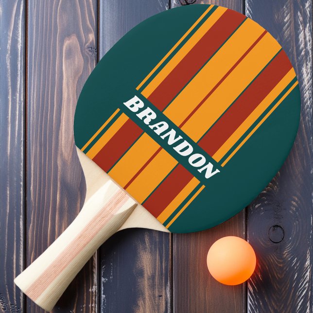 Raquete De Ping Pong Faixa de Placa de Splash Azul Escuro Retro com Nom (Criador carregado)
