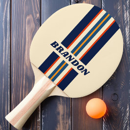 Raquete De Ping Pong Faixa de Ralis Arco-íris Retro Deserto com Nome