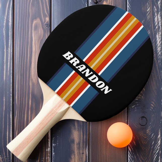 Raquete De Ping Pong Faixa de Ralis Arco-Íris Retro Ice com Nome (Criador carregado)