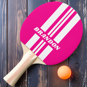 Raquete De Ping Pong Faixa de Rallye Dupla de Pirulito Rosa Retro com N