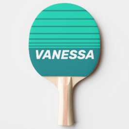 Raquete De Ping Pong Faixa do Horizonte Brisa da Praia Azul com Nome
