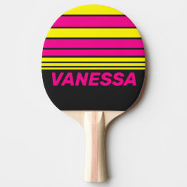Raquete De Ping Pong Faixa do Horizonte com Brilho Solar Retro com Nome