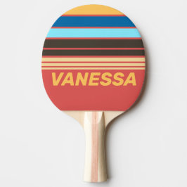 Raquete De Ping Pong Faixa do Horizonte com Murmúrio Retrô com Nome
