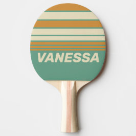 Raquete De Ping Pong Faixa do Horizonte de Musgo Retrô com Nome