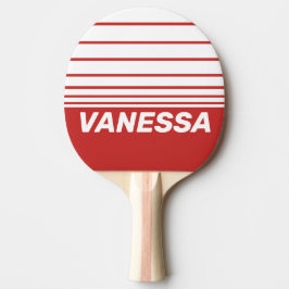 Raquete De Ping Pong Faixa do Horizonte Três Vermelho Retrô com Nome