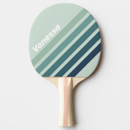 Raquete De Ping Pong Faixa Inclinada Nostálgica Verde Oceano com Nome