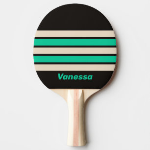 Raquete De Ping Pong Faixa na Cor Rosa Meia-Noite Retro com Nome