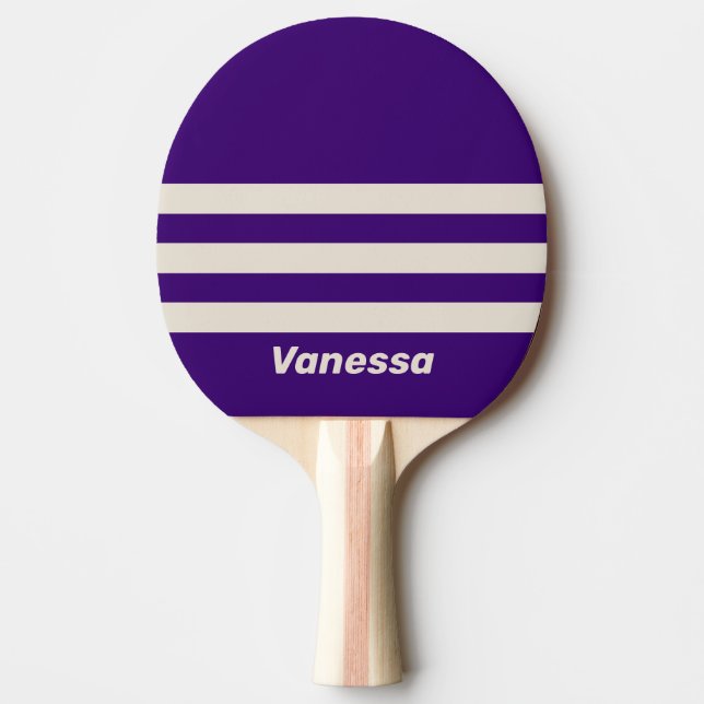 Raquete De Ping Pong Faixa Retro com Três Listras e Nome (Frente)