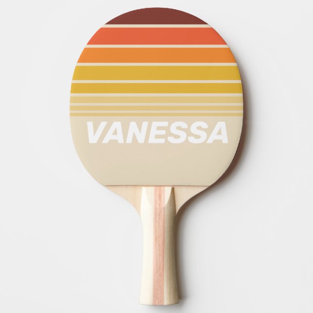 Raquete De Ping Pong Faixa Retrô Horizon com Nome (Frente)
